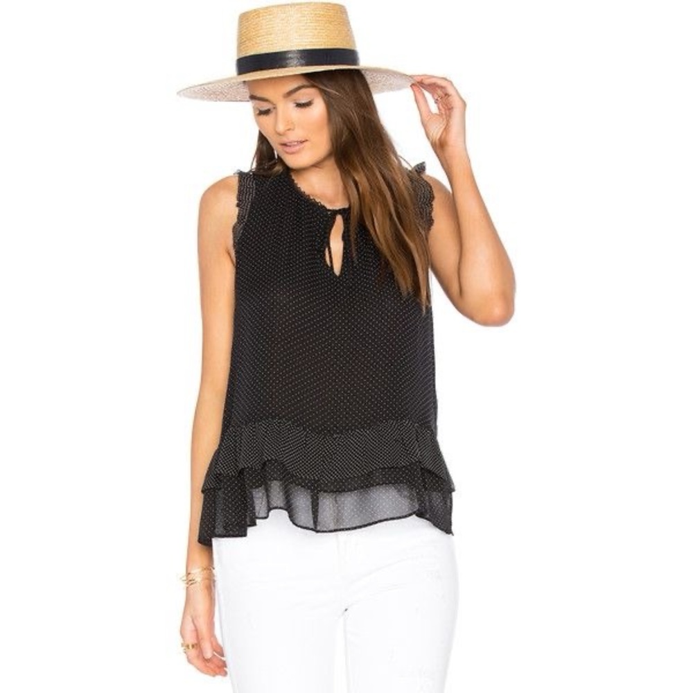 Joie Polka Dot Top In Caviar & Porcelain Medium
